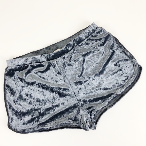 Bear Dance Pants - Bear Dance slate blue velvet lounge shorts